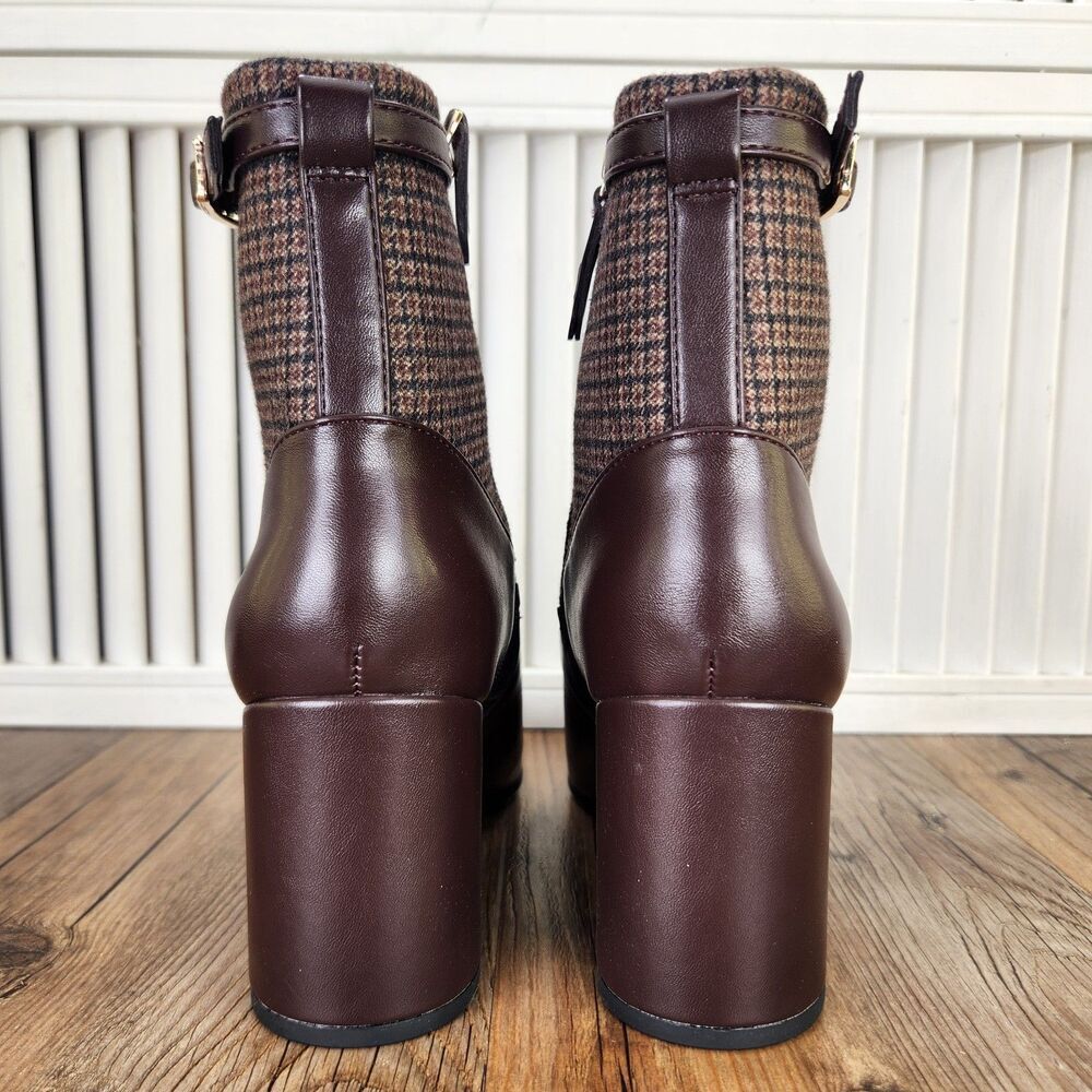 Franco Sarto Tribute Bootie Womens Sz 8.5W Wide Brown Leather Heeled Ankle Boots - Picture 5 of 13